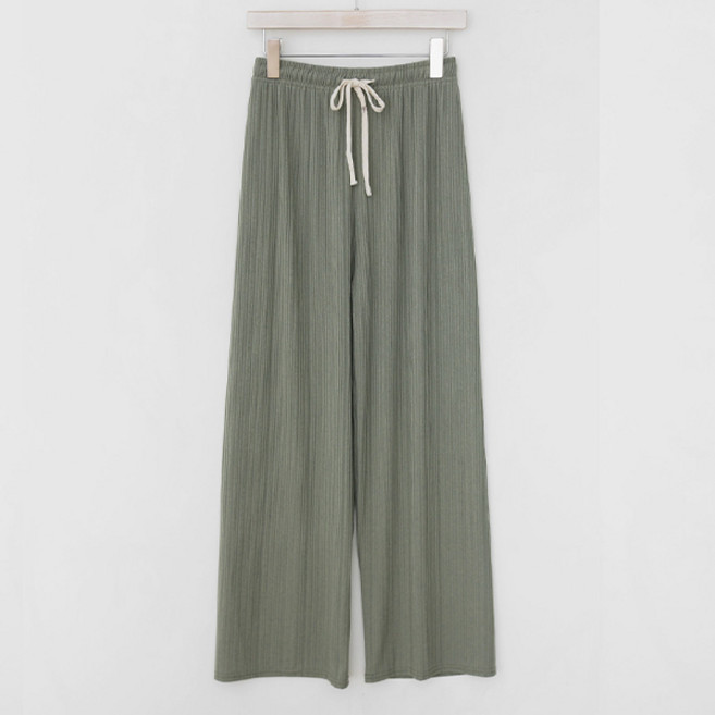 큐니걸스 여성용 골지플리츠 밴딩 와이드 팬츠 155cm