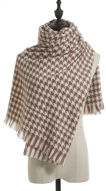 여성용 하운드 체크 스카프 머플러