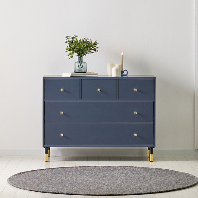 디올 와이드B 서랍장 방문설치, 네이비, 5단