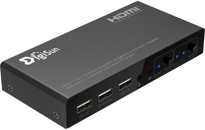 DigiSun 得揚 2埠 4K HDMI 2.0 KVM 電腦控制切換器, 1個, KV802