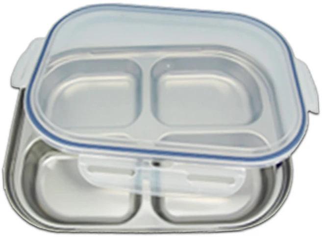 베이직 유아용 스텐 4구 도시락 세트, 식판 + 뚜껑, 혼합색상, 1개 - 쿠팡