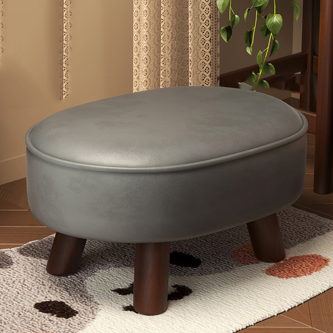 순잠 신발 갈아신는 원목 소프트 낮은 스툴 의자 타원 40 x 30 x 26 cm, 그레이, 1개