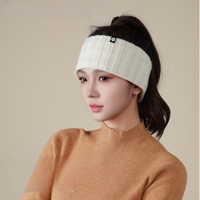 데일블룸 겨울 방한 플리스 안감 스포츠 니트 헤어밴드, 화이트, 1개