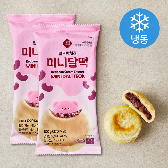 낭만부부 팥크림치즈 미니달떡 (냉동), 100g, 1개, 2개입