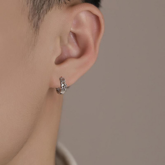 Peonist 男士單觸式圈形耳環 2入