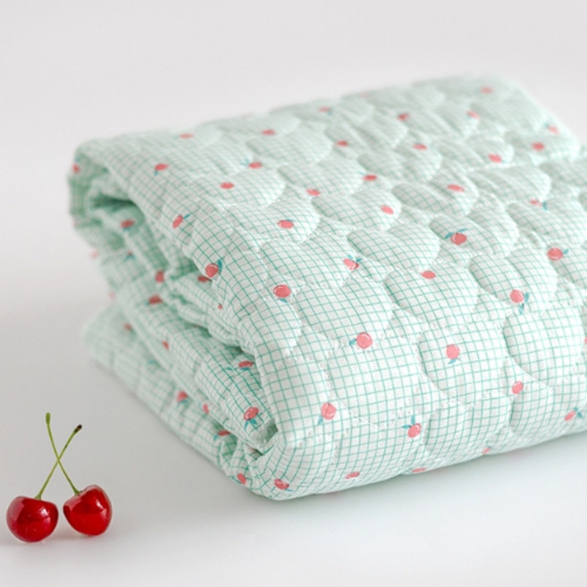 누빔원단 하트누빔 꽃 체크 나염 가방원단 홈패션 자두앤디 원단, 민트, 1개