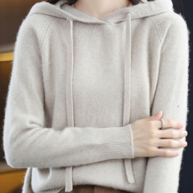 Chichills 女款日常柔軟貼身針織連帽長袖T恤 00283 T