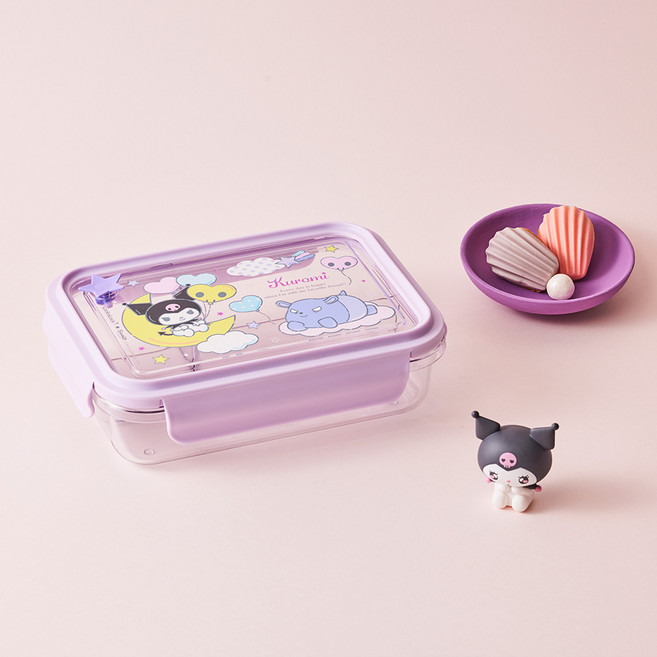 LocknLock 樂扣樂扣 三麗鷗角色兒童School Fit三格分隔便當盒 1L, 酷洛米 淺紫色, 1個