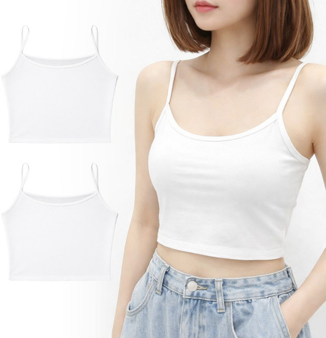 라라온 여성용 데일리 심플 끈나시 크롭 기본 나시티 26TSP3806 2p