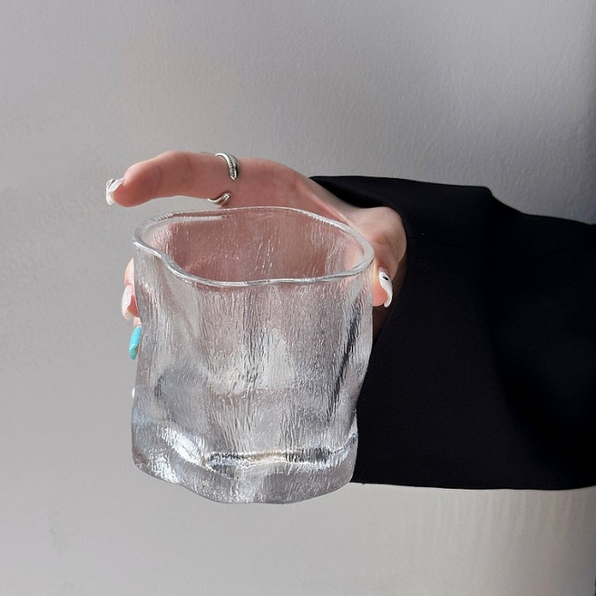 다파랑 오로라 비정형 유리 홈카페 감성 위스키잔 230ml HJ1405, 나무, 2개