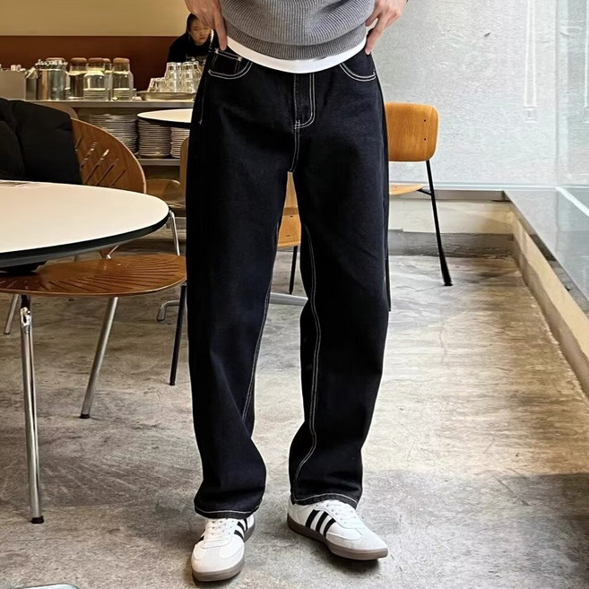 남성용 DM 스트레이트 레그 캐주얼 데님 바지