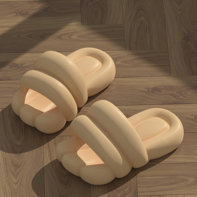 도림 말랑말랑 뚱카롱 슬리퍼 미끄럼방지 층간소음 EVA 실내화, 옐로우, 1개