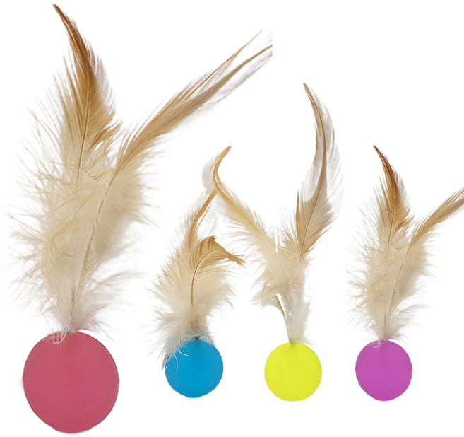 둥둥펫 고양이 무소음 인조 깃털 탱탱볼 장난감 점핑 야광공, 랜덤발송, 4개