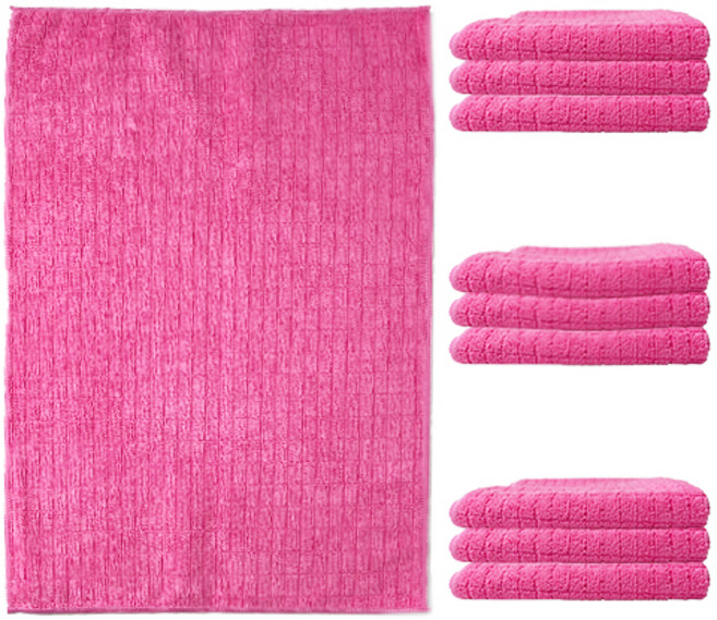 월드크린 고급 바둑 극세사 손걸레 핑크, 10개