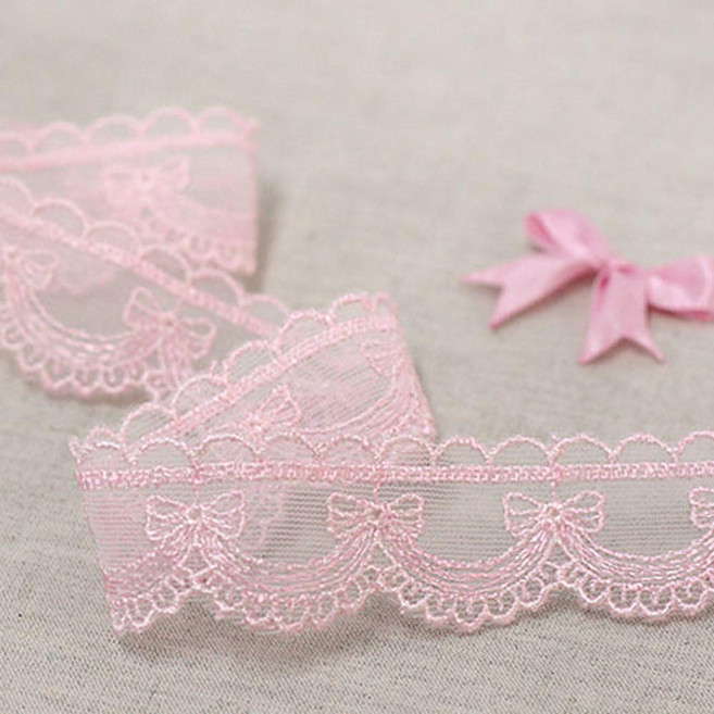 睡美人歐根紗刺繡蕾絲, 粉色, 2個