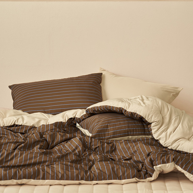 깃든 반려동물 나란히 스트라이프 차렵이불