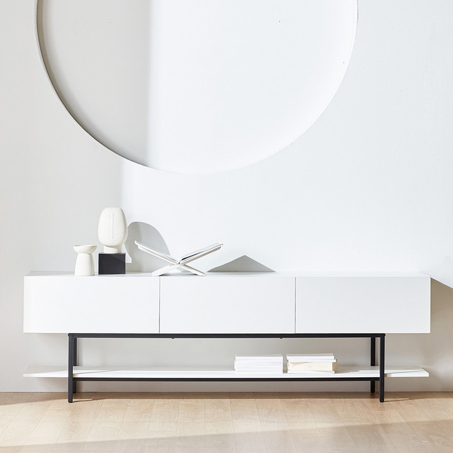 웰퍼니쳐 셀 높은 거실장 방문설치, 화이트