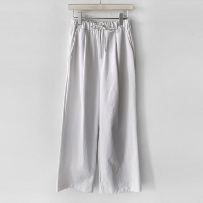 큐니걸스 밴딩 원핀턱 코튼 와이드 팬츠