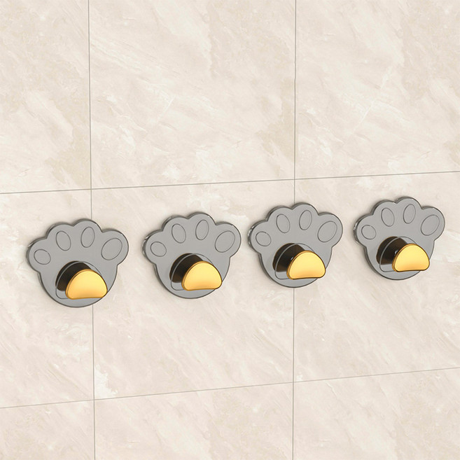 피어니스트 고양이발도장 무타공 걸이, 블랙, 4개