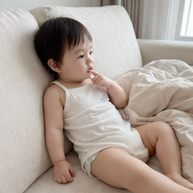 Bebeniz 新生兒用涼感柔軟純棉細肩帶包屁衣