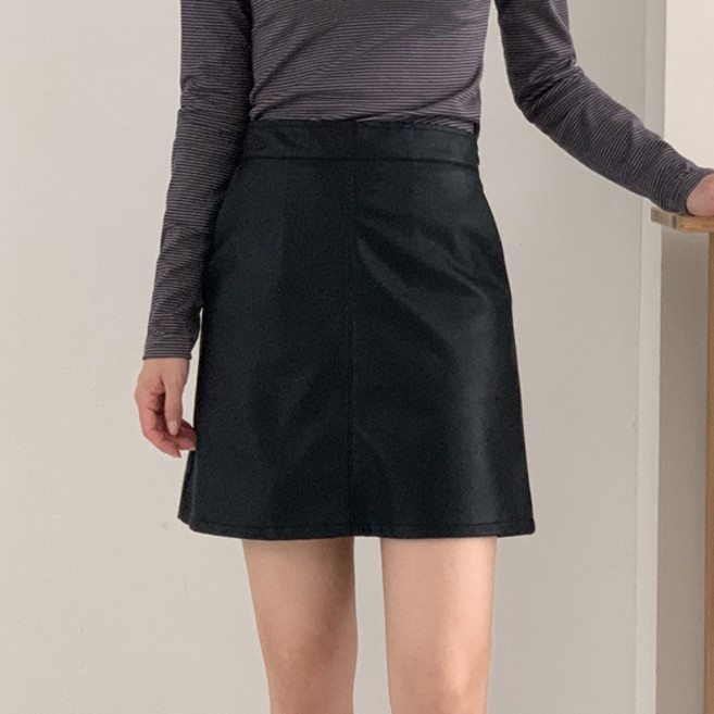 슈가펀 헤시니 레더 미니 스커트