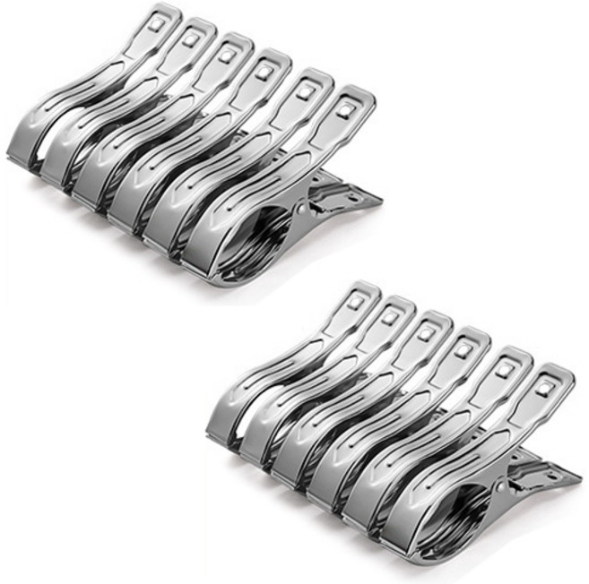 더플로우 다양한 스테인레스 양말 빨래 집게 대형, 12개