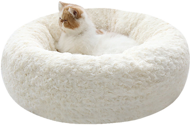 포시럽 반려동물 로즈 도넛 방석, 화이트, 1개