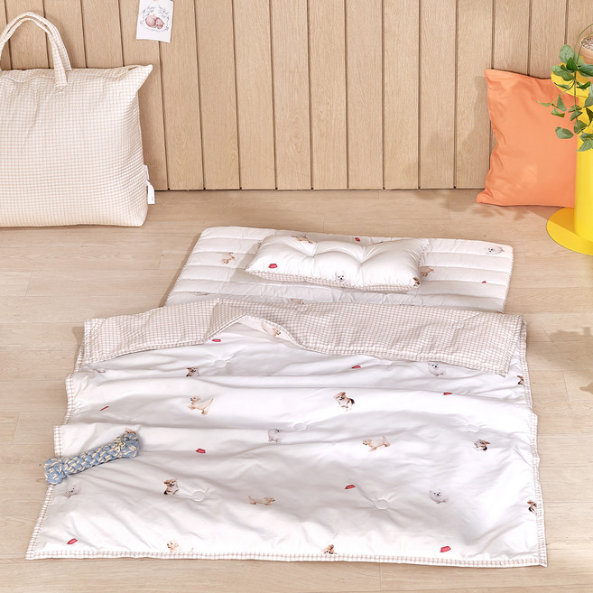 알레르망 유아용 알러지케어 토퍼 베개 낮잠이불 세트 분리형, 덴버 베이지