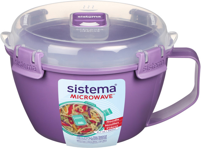 시스테마 전자레인지용 누들 핸들 멀티 찜기 940ml, 미스티퍼플, 1개