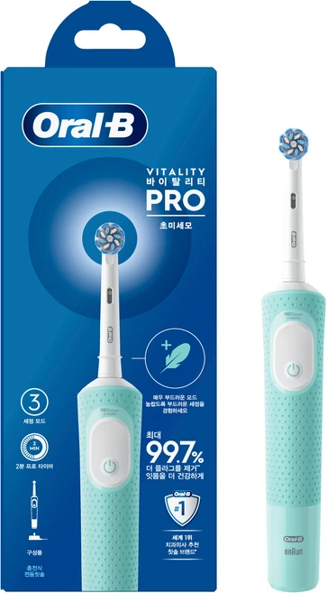 오랄비 바이탈리티 프로 초미세모 전동칫솔, D103, 민트그린, 1개 - 쿠팡