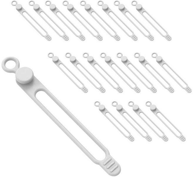 쥬롬 실리콘 케이블 타이 선 정리 홀더, 20개, 화이트