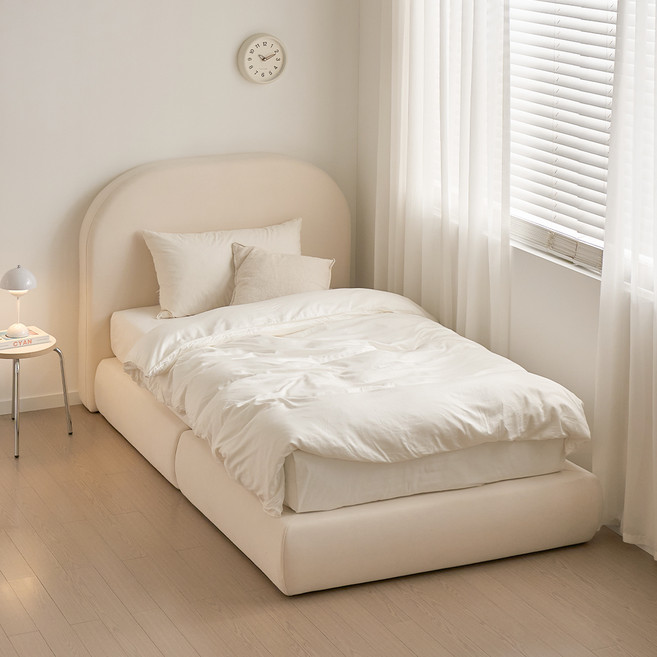 채움가구 레스트 아쿠아텍스 침대프레임 SS + 본넬 매트리스 세트, 아이보리