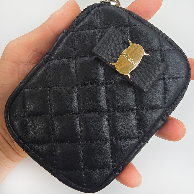 女用迷你蝴蝶結裝飾三代皮革香菸盒