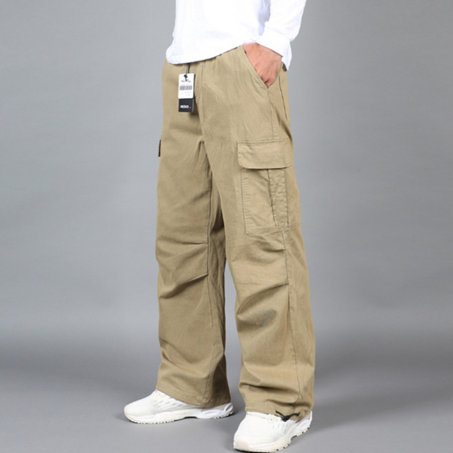 INDIO NINE 男款Karas水洗寬版鬆緊帶工裝褲