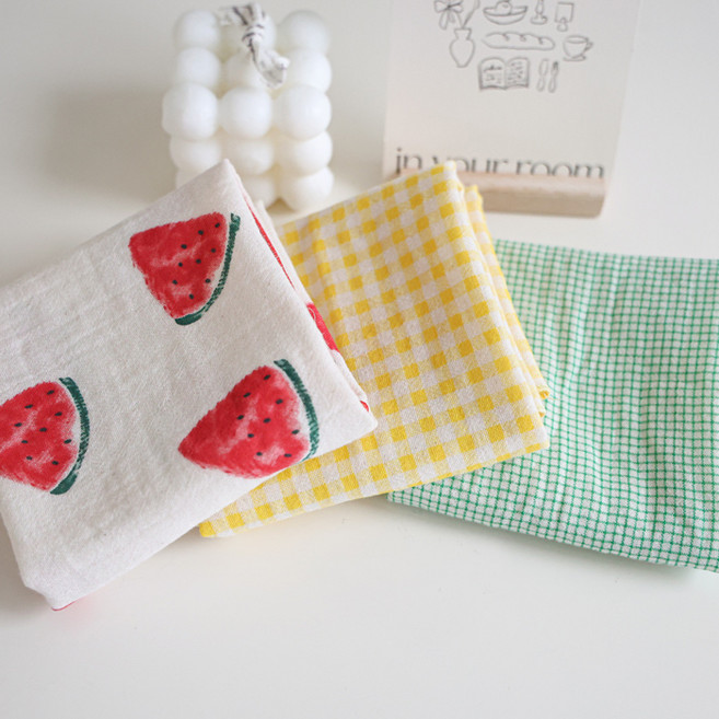 MAISONTEXTILE 禮物包裝 100%純棉 雙層紗布 圖案 手帕 3件組