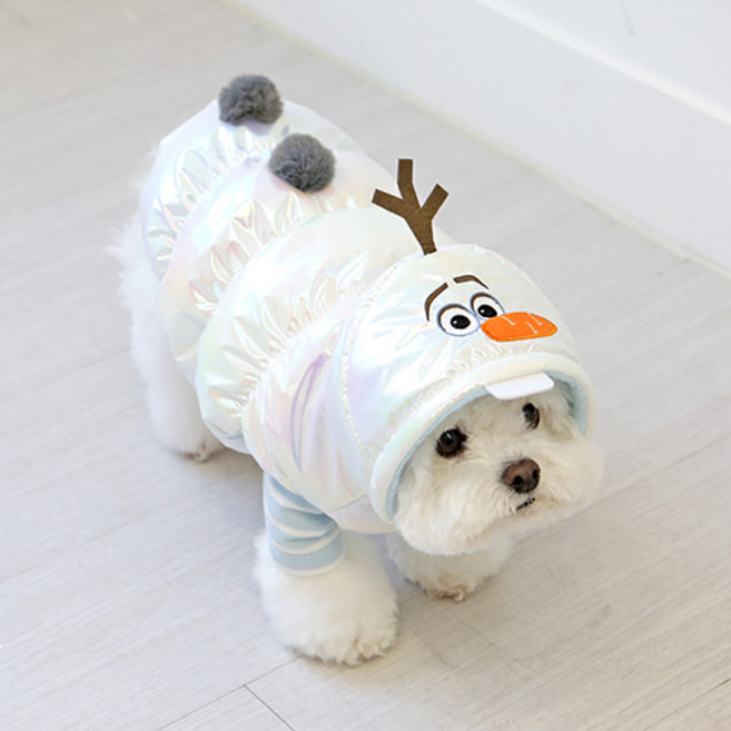 이츠독 디즈니 강아지 올라프 글로시 패딩, 화이트, 1개