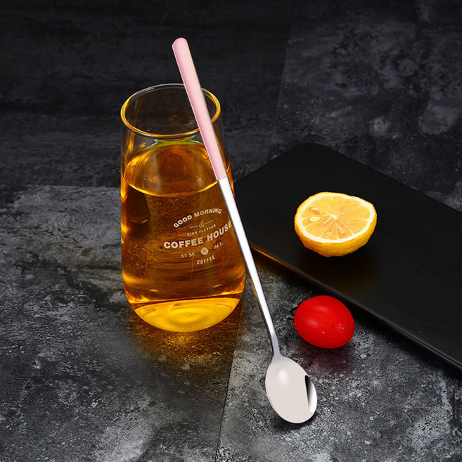 도매토피아 DOTO 일상카페 컬러센스 롱 티스푼 펄핑크 23.5cm, 1개