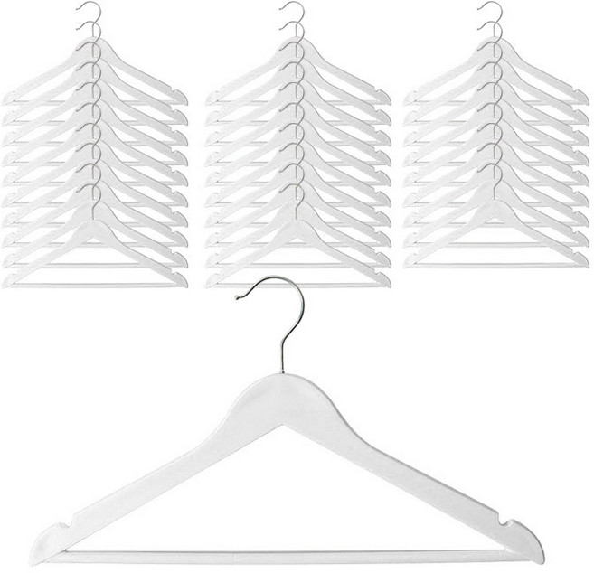 마켓플랜 비비드 플라스틱 옷걸이, 화이트, 30개