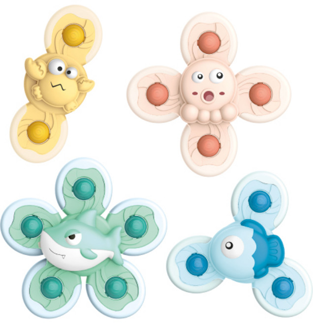 LET'S TOY 吸盤旋轉海洋朋友搖鈴4件組, 混合色