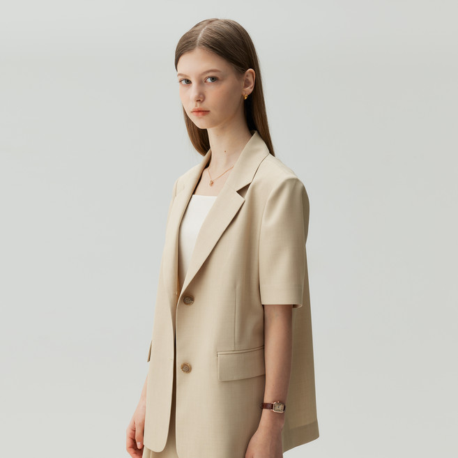 마인드브릿지 여성용 꾸뛰르 오버핏 반팔자켓 MZJK3271