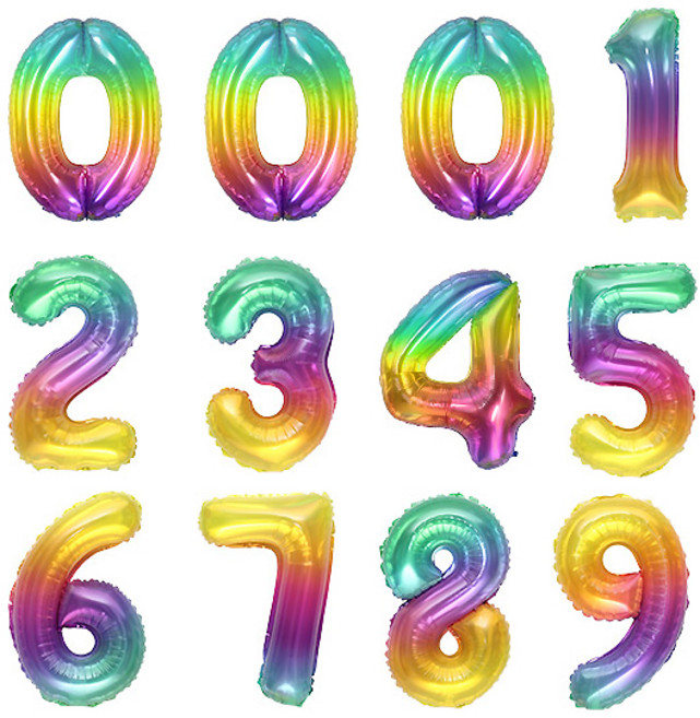 조이파티 숫자 은박 풍선 소 12p 세트, 레인보우, 1세트