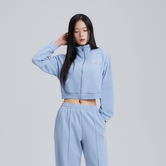 널디 우먼스 컬시브 로고 크롭 스웻 집업