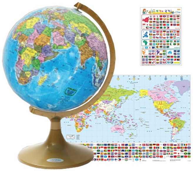 SEOJEONGLOBE 行政地圖地球儀 320-H1 混合色, 土黃色底座