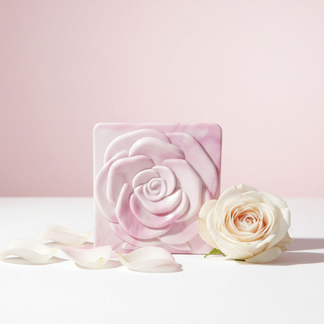 희미몰 KK111 플라워 양면 접이식 화장 거울 b4, 핑크, 1개