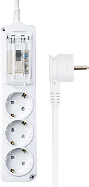 에코파워탭 국내 제조 납작 슬림 고용량 배선차단 멀티탭 3구 ECB3100, 화이트, 1개, 2.5m