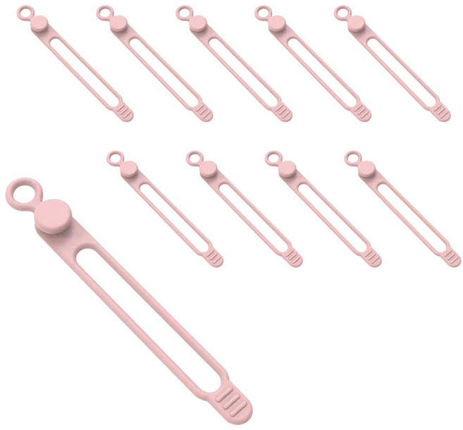 쥬롬 실리콘 케이블 타이 선 정리 홀더, 10개, 핑크
