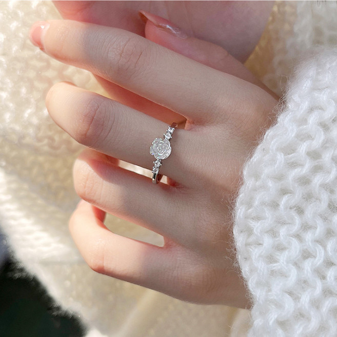 젤루나 로열 장미 로즈 큐빅 레이어드 오픈 반지 B-101