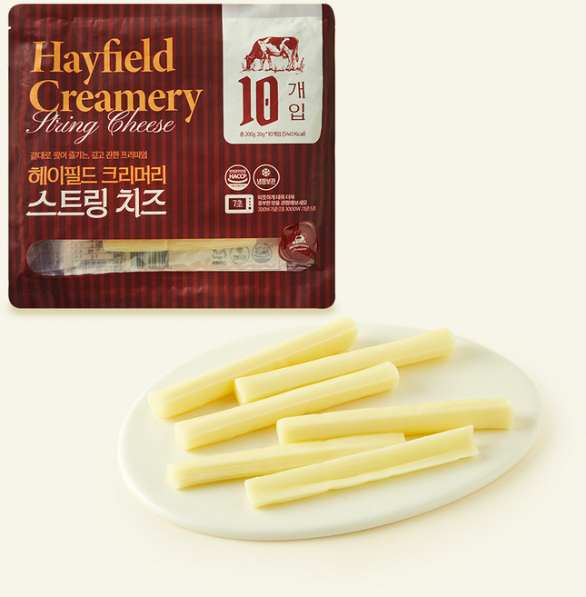 헤이필드 크리머리 스트링 치즈, 20g, 1개, 10개입