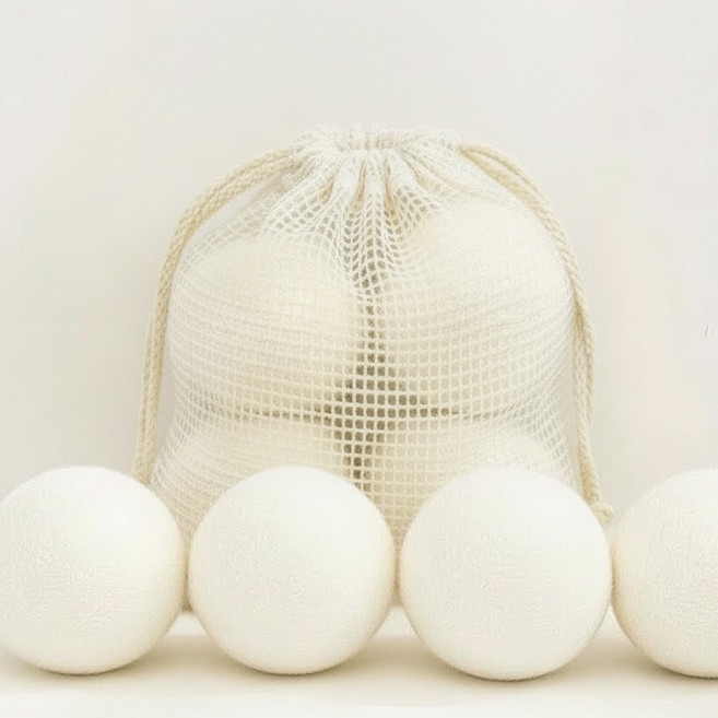 NAMU 건조기 양모 울 드라이어 볼 4p + 파우치 세트, 화이트(볼), 1세트