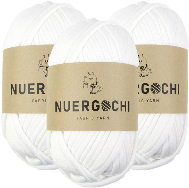 JSTrading 누에르고치 패브릭 얀 뜨개실 100g, 01 화이트, 3개